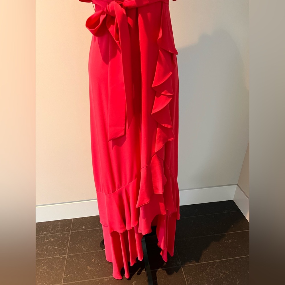 BCBGMaxAzria Pink Ruffle Wrap Maxi Dress - Picture 7 of 7